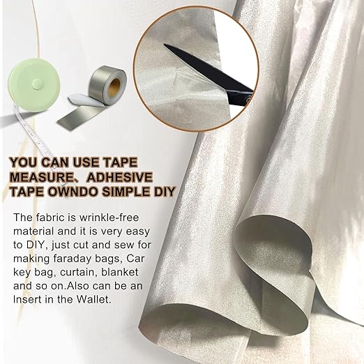 Faraday Fabric 43" W×236" L(Big 6 Yards)+1.18" W×314" L Faraday Tape, Faraday Military Grade Conductive Material
