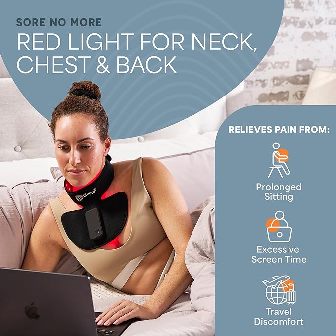 LifePro – Neck Red Light Therapy Device – Luminova Infrared Red Light Therapy for Neck and Shoulder with 660nm & 850nm LEDs – Rechargeable, Portable Support for Daily Wellness