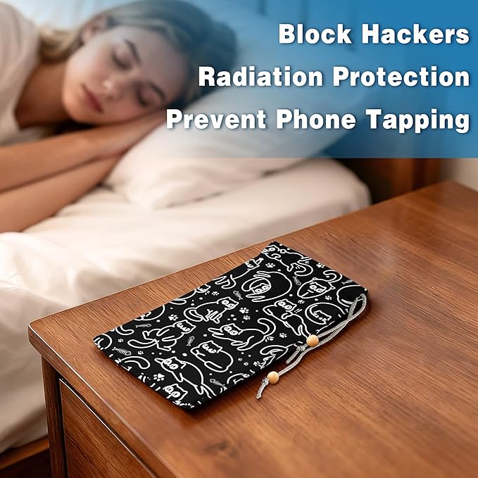 EMF Shield Sleeve for Cell Phone Reduce Signal Anti-EMP Pouch Against Radiation, EMF, 5G, RFID Blocking 4x8 Inch Cats Phone Sleeve Bags