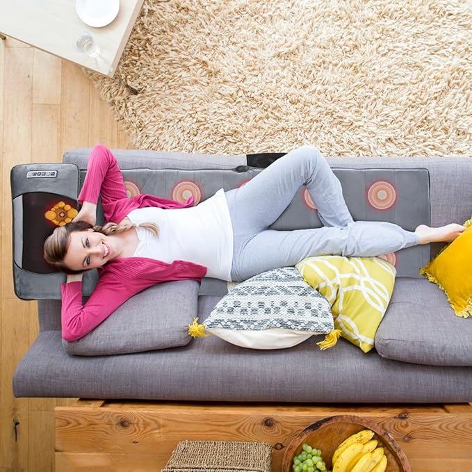 KOCASO Full Body Electric Massage Mat with Heat Vibration-53.14 * 19.68 inch Massage Pad Back Massage Mattress Chair Pad with Neck Pillow with 10 Vibration Motors Timer for Home Office (Advanced)