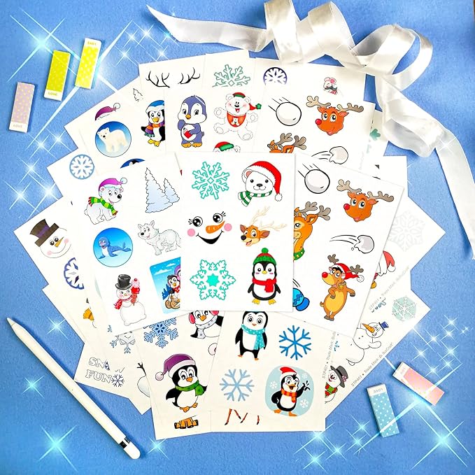 BulbaCraft Winter Stickers - Snowflake Stickers - Winter Party suppliess - Penguin Decals, Snowman Decals, Snow Gifts, Gifts for Women & Men