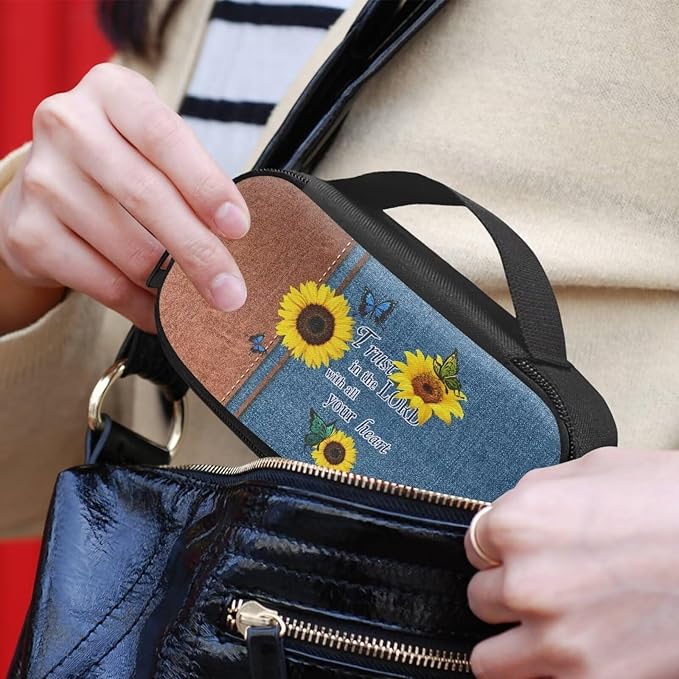 Diabetic Supplies Storage Bag, Portable Glucose Meter Carrying Case, Sunflower Butterfly Insulin Pen and Medication Travel Case for Glucose Meters, Insulin Pen, Test Strips, Lancets, Syringe