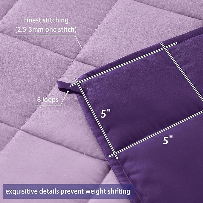 yescool Weighted Blanket for Adults (18 lbs, 60" x 80", Purple) Cooling Heavy Blanket for Sleeping Perfect for 110-130 lbs, Queen Size Breathable Blanket with Premium Glass Bead, Machine Washable