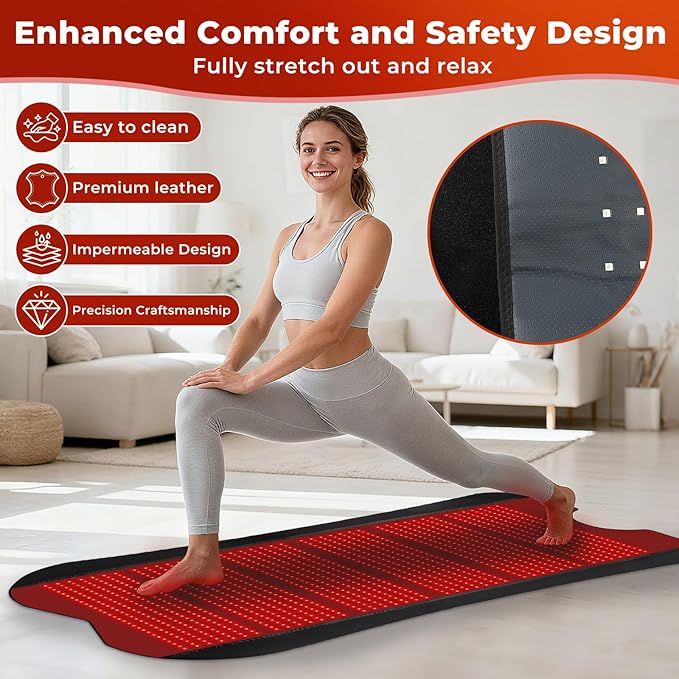 Red Light Therapy Mat for Body, 76.8"x 39.4" Red Light Therapy Pad with Controller, 1260pcs 2 in 1 LEDs (660nm & 850nm), Adjustable Timer & Intensity