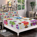 Decorative Bedding Sheet Set Queen Size, Owls Deep Pockets Fitted Sheet & 2 Pillow Sham Set, Sporty Owls Football Themed Animals Cartoon Print Microfiber 3pc Bed Sheets Set, for Women & Men Bedding