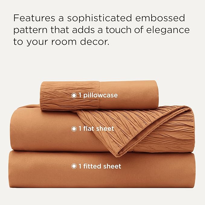 Bedsure Twin XL Sheet Sets Dorm Bedding - 3 Pieces Soft Extra Long Twin Sheets, Hotel Luxury, Easy Care Microfiber for Women, Men, Dusty Orange