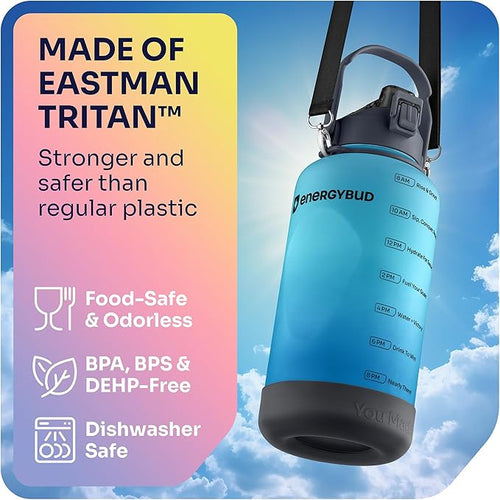1 Gallon Water Bottle with 128 oz Capacity - Motivational Time Markers for Daily Hydration Goals - Leakproof BPA Free Tritan with Removable Straw