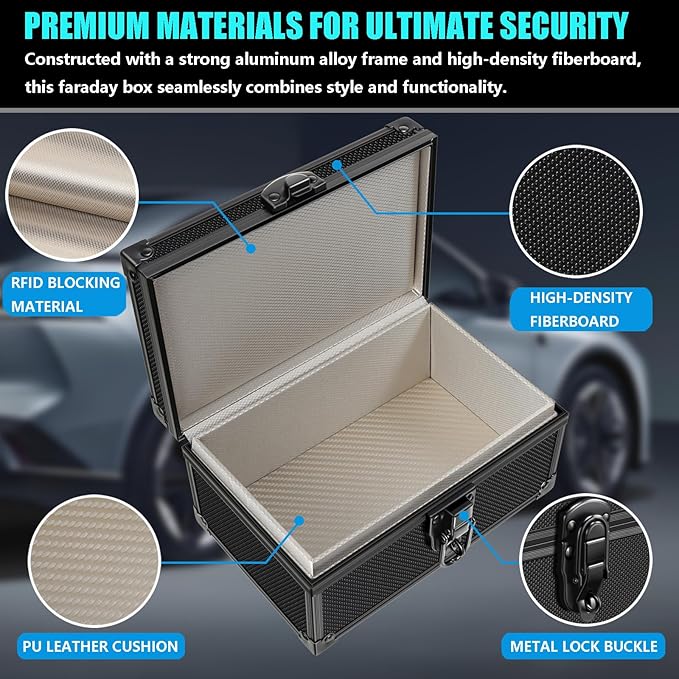 Faraday Signal Blocking Box for Car Key Fob, Keyless Entry Car Key Fob Protector Shielding Cage (Dot Black)