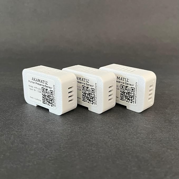 AKAMATIS Human Presence Sensor v2.2 for Home Assistant, mmWave Radar Smart Motion Sensor, Adjustable Sensitivity, WiFi (Seeed C3, External Antenna + LD2410B) (White, 3 Pack (Sensor Only))