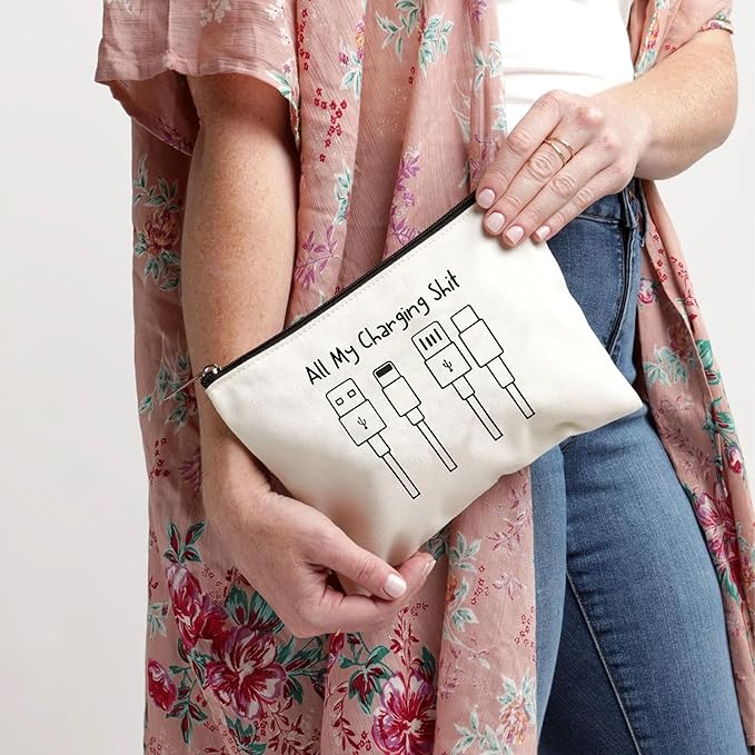 All My Charging shit bag,Fun and versatile bag with charger graphics, teenage boy gift, birthday gifts, travel accessories (Style E)