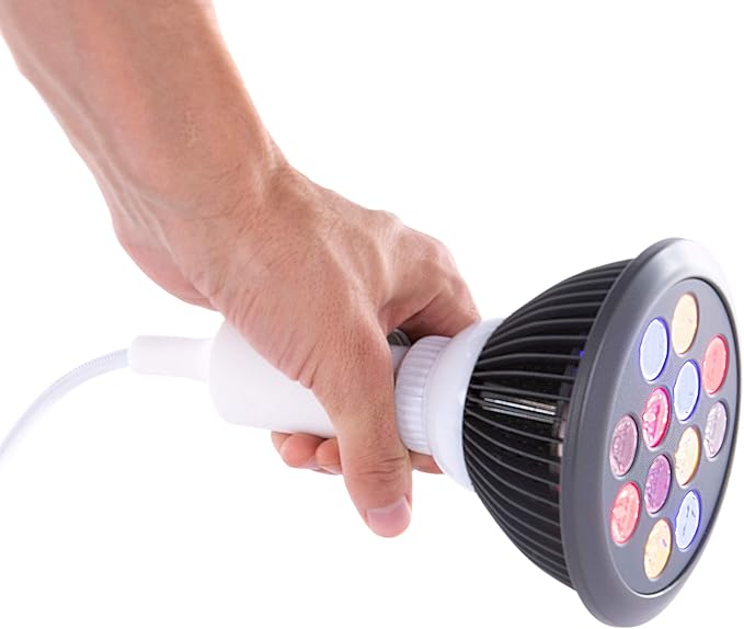 Red Light Therapy by Hooga. Handheld Skin, Beauty Device for Face or Body. LED Photon Therapy. Multiple Color Wavelengths of Blue 415nm, Yellow 580nm, Red 660nm, Near Infrared 850nm. 4-in-1 Bulb.