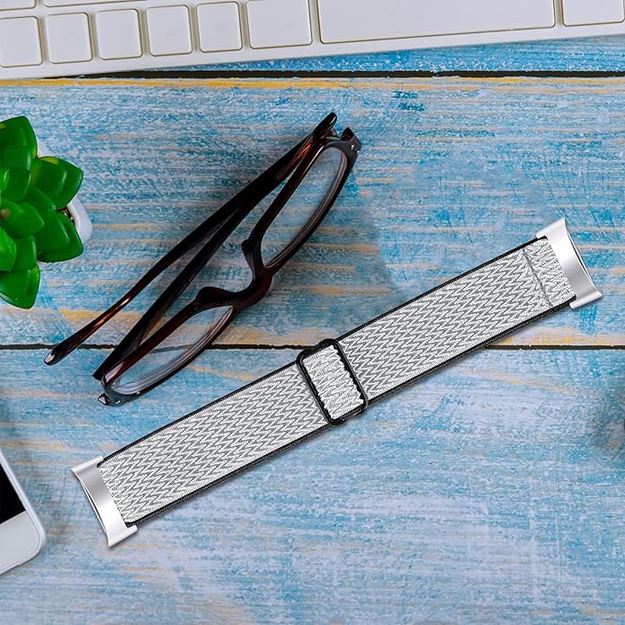 Lijinlan Nylon Band Compatible with Fitbit Charge 5 Advanced Fitness & Health Tracker, Elastic Woven Strap Stretchable Wristband Watch Bands Replacement for Charge 5 for Women Men