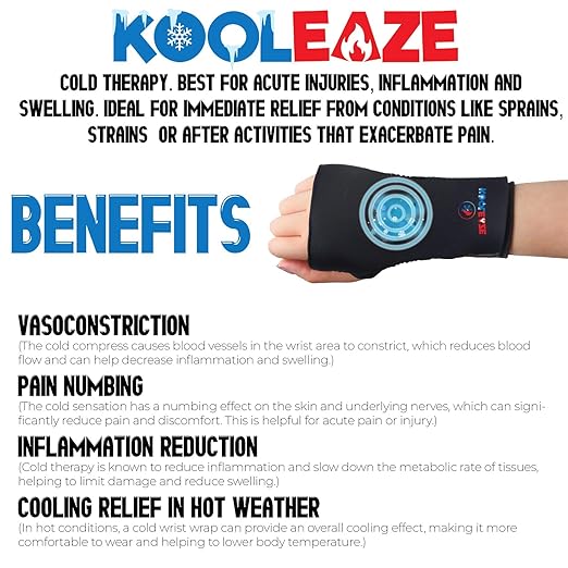 KOOLEAZE Reusable Gel Ice Pack Sleeves for Hot and Cold Therapy – Multipurpose Support | Pain Relief, Swelling Reduction, and Injury Recovery - Wrist