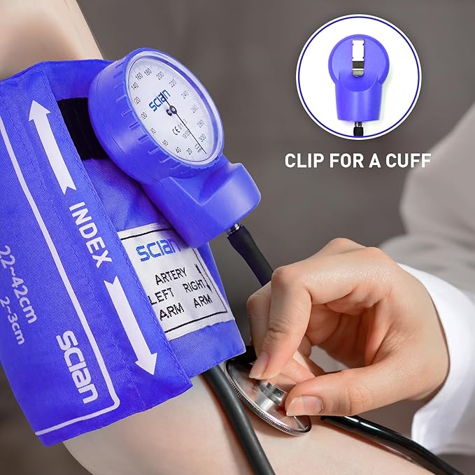 Scian Sphygmomanometer - Blood Pressure Cuff Manual with D-Ring Universal Cuff 10-16", Come with Carrying Bag for Nurse Doctor Senior Adult(Blue, Stethoscope Not Included)