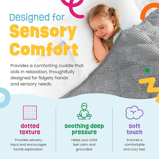 5lb Child's Weighted Blanket - Kids Weighted Blanket 5 Pounds (36" x 48") - Cute Dotted Texture Sensory Blanket - 5 lbs Weight Blanket for Kids Ages 4 to 7 - Machine Washable, Travel Friendly (Grey)