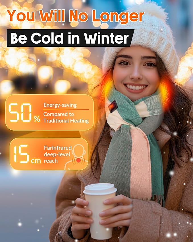 Genovega Heated Scarf Shawl for Women Men 6000mAh Rechargeable Portable Powered Electric Heating Neck Warmer Wraps Outdoor Travel Workout Essentials Accessories Winter Must Haves Pink Plaid