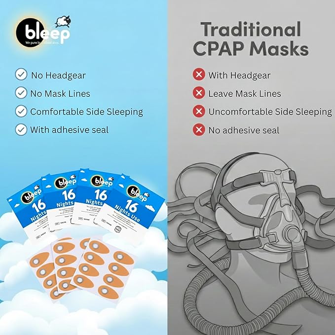 Bleep Eclipse Halos C Pap Mask-Free Interface, Strapless Sleep Apnea CPAP Nose Mask with 128 MagSeal Ports, Leak-Free Adhesive, BPA-Free, Supplies & Accessories, 32 Count, USA-Made (Pack of 4)