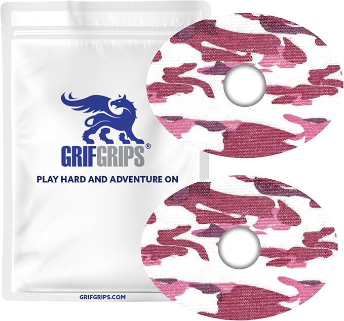 GrifGrips Oval CGM Adhesive Patches — CGM Covers Sensor Patch Overpatch Compatible for Libre 2/3, Guardian 4, Enlite Sensor - Original Adhesive Pack of 15 - Pink Camo