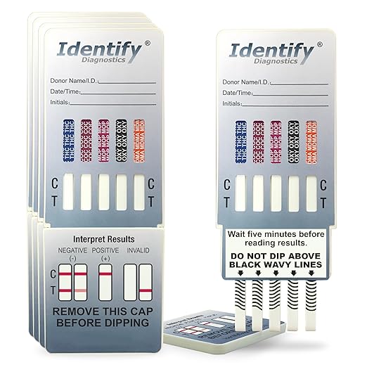 Identify Diagnostics Drug Test Cards | 50 Pack | 10 Panel Dip CLIA Waived Instant Urine Marijuana Drug Test Dip Kit for AMP,BAR,BZO,COC,MDMA,MET,MOP|OPI,MTD,OXY,THC