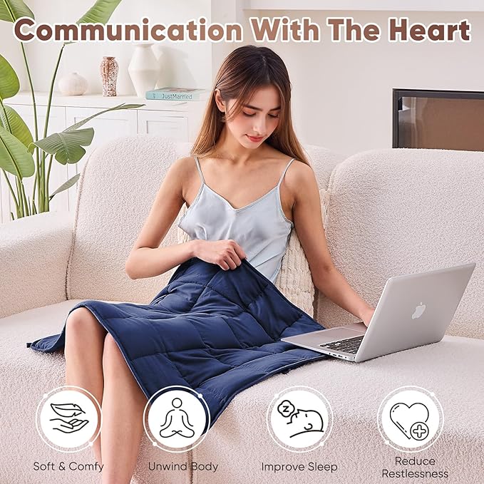 Weighted Lap Blanket for Adults 5lbs, 24"x29" Cooling Heavy Throw Blanket, Portable Travel Weighted Blankets, Soft Small Blankets Gift for Sleeping, Navy Blue