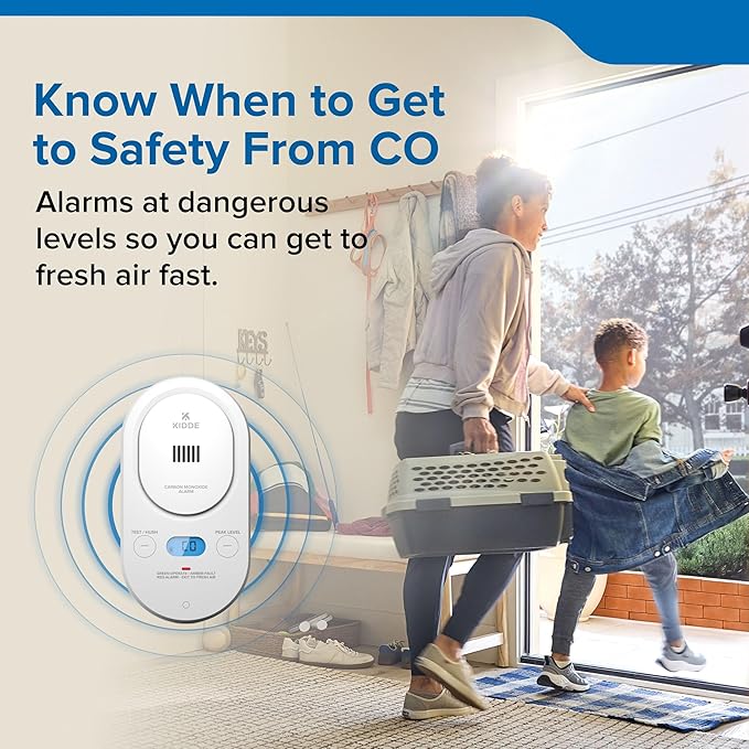 Kidde Carbon Monoxide Detector, Plug-in with AA Battery Backup, Easy-to-Read Digital Backlit Display, 85 dB Alarm, Rotating Plug, LED Status Light Indicators, 5th Edition, COPD
