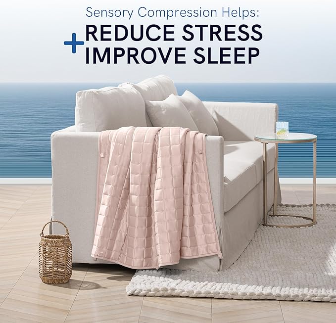 YnM Cooling Weighted Blanket for Adults, 50lbs Heavy Bed Throw Comforter with 100% PE Fabric, Ideal for Hot Sleepers or Summer Days(88x104 Inches for Queen/King Bed, 50 Pounds, Pink)