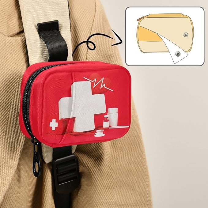 Red Cross Pill Box 7 Day Pill Case Bag Travel Pill Organizer Bag with Zipper Portable Weekly Case Compact Size for Vitamin Supplement Holder