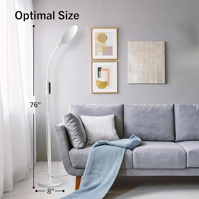PRIMETEK Light Lamp, Dual Control with Remote & Touch Screen, 10000LUX, Adjustable Neck, Multi-Purpose, Portable, LED Light Technology, 5 Color Temperatures & 10 Brightness Levels, UV-Free