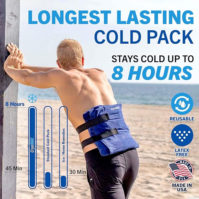 CryoMAX Cold Pack,Reusable,Latex Free,8 Hour Cold Therapy,Large,12" x 12",(Pack of 12)
