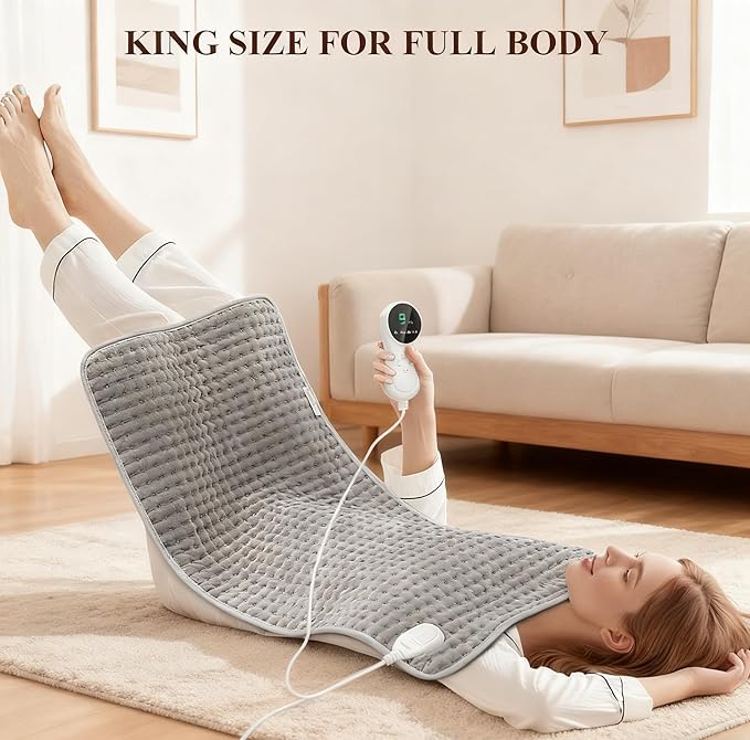 85x45cm Heating Pad for Back & Period Cramps, 9 Settings 4 Timers Heating Pads Large, Auto Shut Off, Machine Washable, Extra Large Heating Pad for Women, Winter & Christmas (85x45cm)