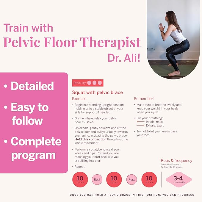 Pixie Inner Core Wellness & Strength Training for Feminine Care – Women’s Core Strength Set – Set of 6 – Includes Easy-to-Read Guide & Exercises for Beginners & Advanced (Blush)