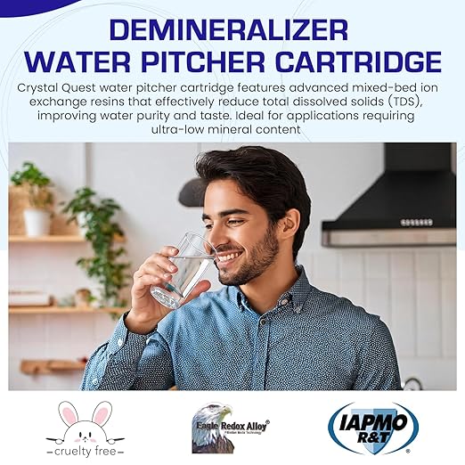Crystal Quest Demineralizer (DI) Water Filter Pitcher Cartridge – Advanced Filtration for Clean, Healthy Water, Removes Contaminants, Long-Lasting, Easy Installation, 500 Gallons Capacity [Pack of 2]