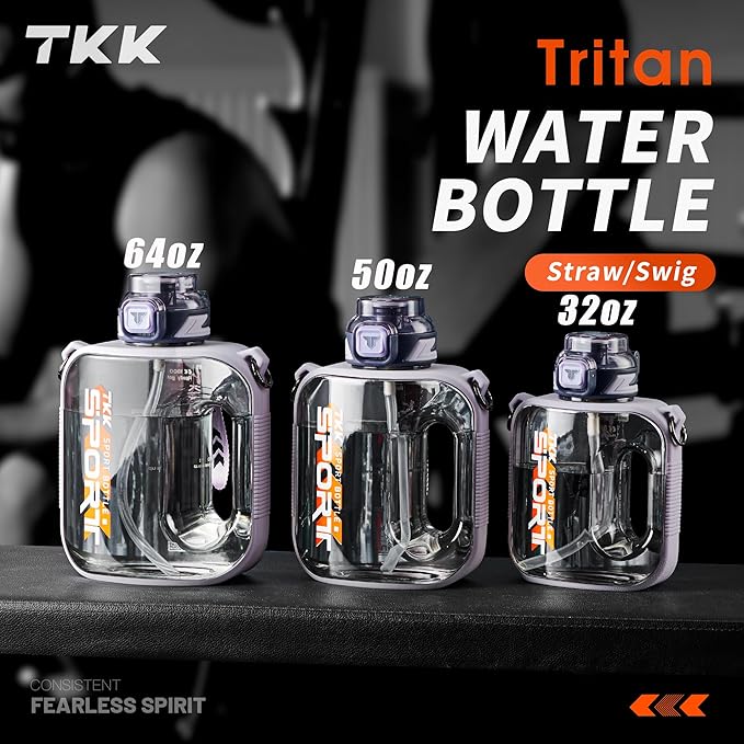TKK 32oz Sport Water Jug with Straw - Large Capacity Plastic Water Bottle - Dishwasher Safe 1L - BPA Free Tritan for Gym, Yoga, Travel, Camping, Outdoor - Purple