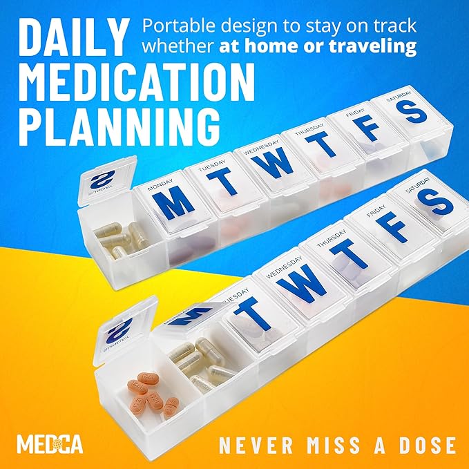 MEDca Weekly Pill Organizer, 7-Day Pill Planner Extra Large