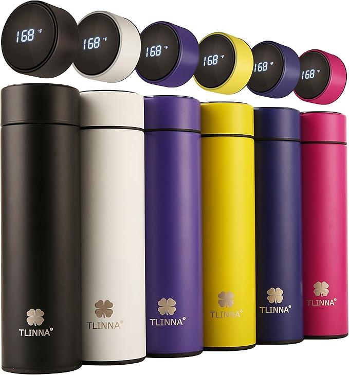 Insulated bottle,Coffee bottle,Tea Infuser Bottle,Smart Sports Water Bottle with LED Temperature Display,Double Wall Vacuum Insulated Water Bottle, Stay Hot for 24 Hrs,Cold for 24 Hrs (Black)