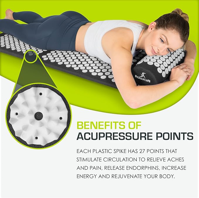 ProsourceFit Acupressure Mat and Pillow Set for Back/Neck Pain Relief and Muscle Relaxation