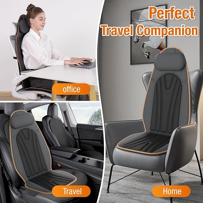 SLOTHMORE Vibration Back Massage Cushion with Heat, Back Massager Cushion with 5 Massage Modes, Heated Massage Pad for Office Chair & Home Relaxation