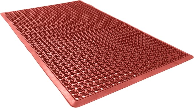 Rhino Mats, B-Series Anti-Fatigue Drain-Thru, Grease Proof, Non-Slip Drainage Floor Mat for Restaurant, Kitchen, Pool, Car Wash, Lab, Gyms, Workplace, Docks or Anywhere (Terra Cotta, 3' x 5' x 3/4")
