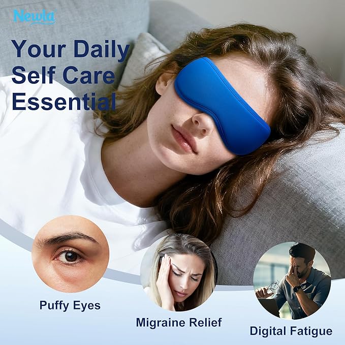 Cooling Gel Eye Mask, FSA Eligible Contoured Cold Compress for Eyes, Reusable Cold Eye Mask for Puffy Eyes, Migraine & Tired Eyes, Post Surgery, Ice Gel Pack for Eye Care, Adjustable Strap (Blue)