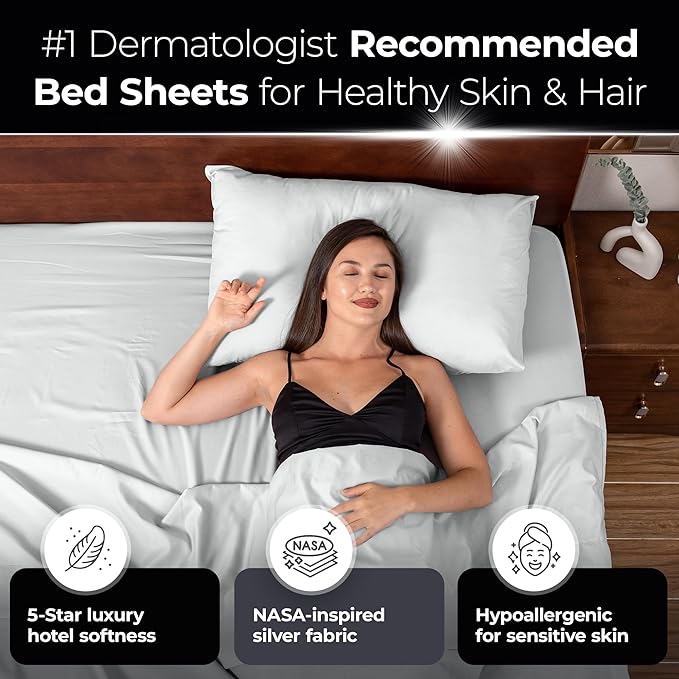 Silvery Silver Infused Bed Sheets Set - Ultra-Soft Temperature-Regulating Fabric with Self-Cleaning Technology™ That Stays Fresh 3X Longer for Hygienic Sleep
