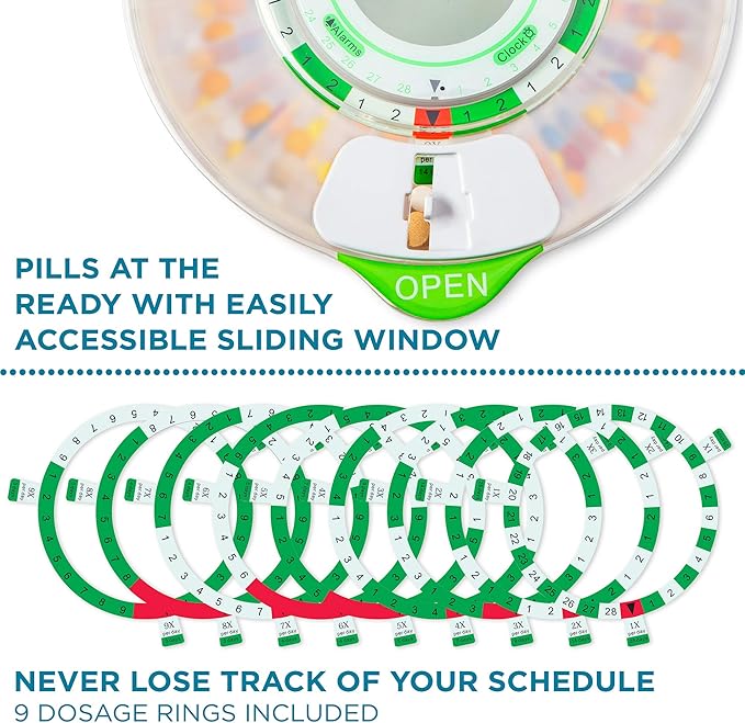Live Fine 28-Day Automatic Pill Dispenser with Upgraded LCD Display, Key Lock, Sound & Light for Prescriptions, Medication, Vitamins, Supplements & More