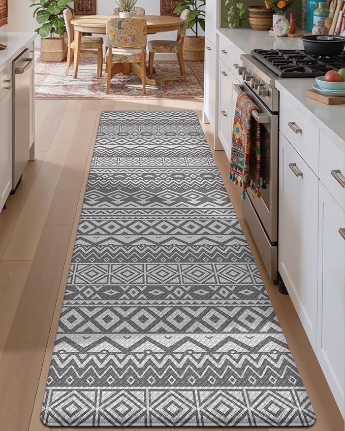 LUMI Anti Fatigue Kitchen Cushioned Mat for Floor, Padded Waterproof Runner for Standing, Stain Resistant Comfort Rugs for Home, Sink, Laundry, 24x87