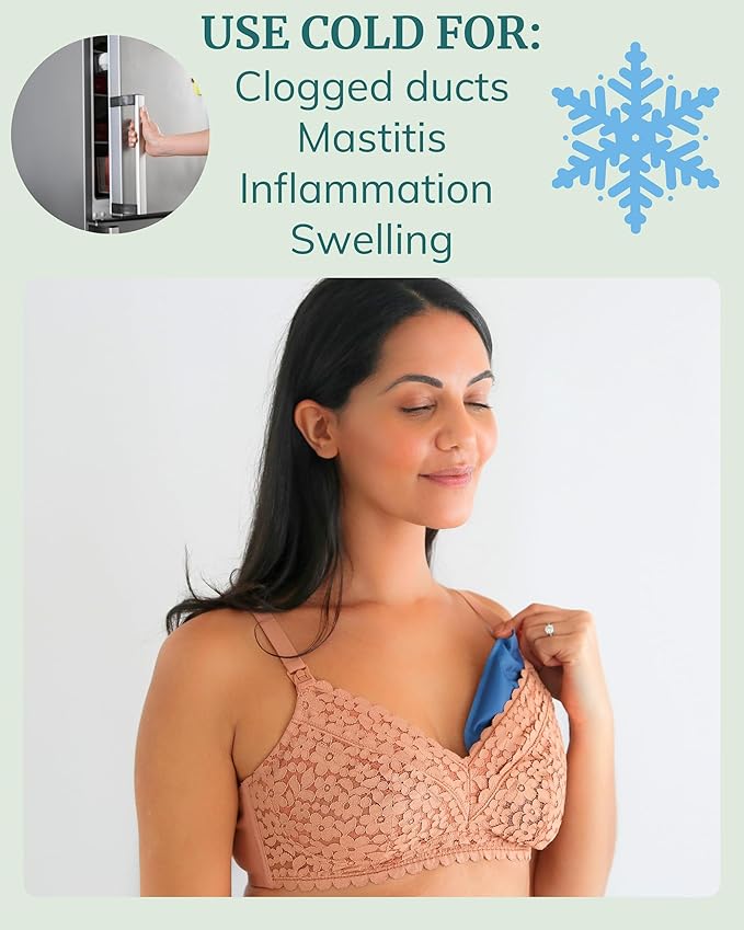Breast Heating Pad & Cooling Gel Packs (x2) | Ice & Heat Therapy for Breastfeeding, Post Surgery Recovery, Mastectomy, Augmentation, Reduction | Hot & Cold