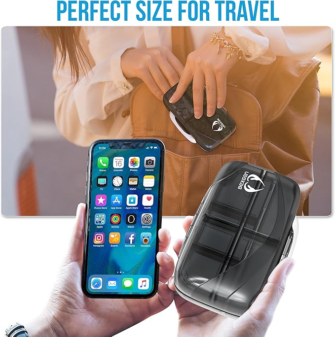 Pill Organizer Airtight Pill Box Large Pill Dispenser Home Travel Supplement Holder Portable Vitamin Sorter Jumbo Size 8 Compartment Airtight Vitamin Container Daily Medicine Travel Essentials