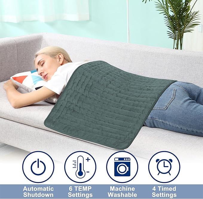 Electric Heating pad for Back Neck Shoulder Knee Arms Legs- Electric Heat Pads with 6 Heat Settings & Auto Shut Off &Dry/Moist Heat Heating Pad for Birthday Mother Father Girl Men Women