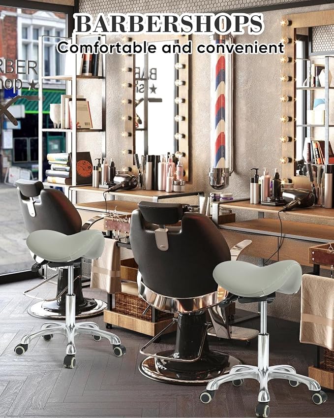 Conforms to ergonomics, with a Saddle Stool That can be Tilted and a Rotating Stool with Hydraulic Lifting Height Adjustment, Suitable for Office, Gray