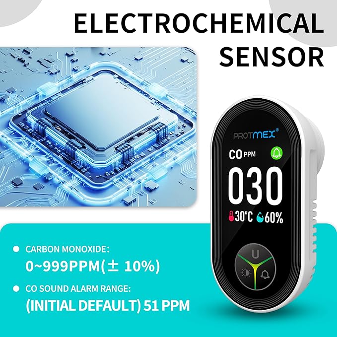 Protmex Carbon Monoxide Detector Plug in Wall, 3-in-1 Co Detector Monitor Air Quality with Temperature Humidity Sensor, Portable CO Meter Easy to Read & Install