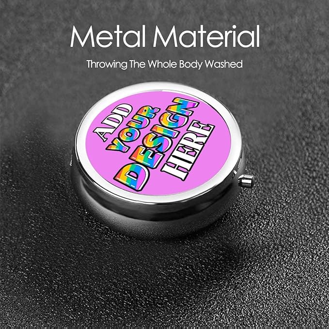 Pill Organizer, Medicine Pill Box Case Container Travel Pill Holder Vitamin for Purse Med Wallet Portable Mini Pastillero Round, Make Your Own Pill Organizer, Violet, Personalized Gifts