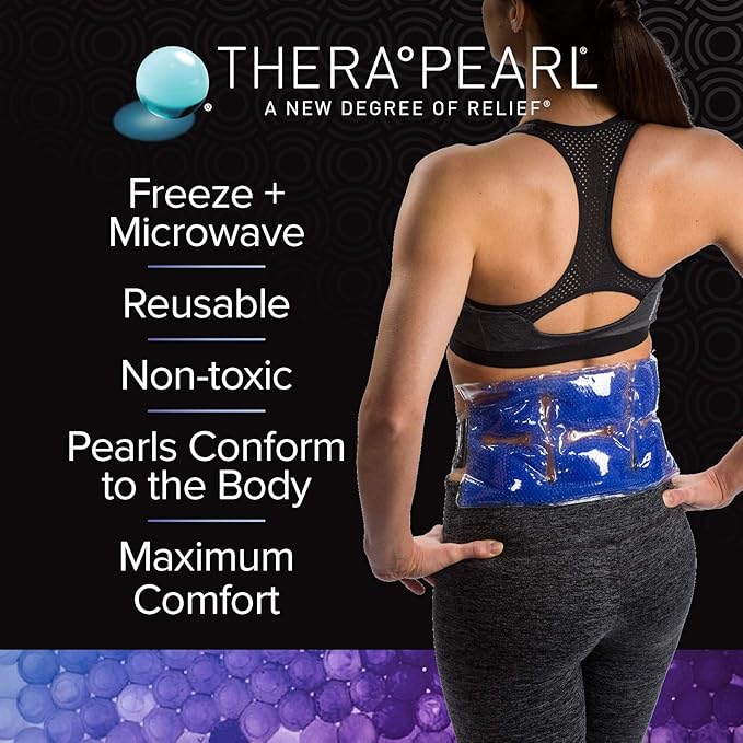 TheraPearl Color Changing Hot Cold Pack for Back, Reusable Back Wrap with Strap & Gel Beads, Best Ice Bag for Lower Back Pain Relief, Flexible Hot & Cold Compress for Swelling, Sports Injuries