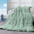 Cottonblue Weighted Blanket 20lbs 60x80 inches for Queen Bed, Faux Fur Sherpa Weighted Blanket for Adults, Plush Cozy Bed Blanket with Glass Beads for Calm and Relax,Sage Green